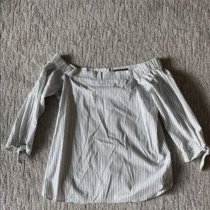 Banana Republic Black and White Striped Off-Shoulder Blouse
